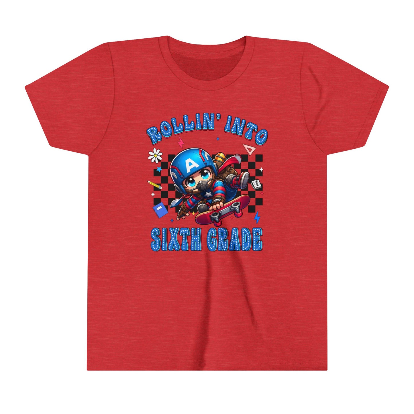 CAPTAIN AMERICA - Rollin' Into 6th Grade Youth Short Sleeve Tee