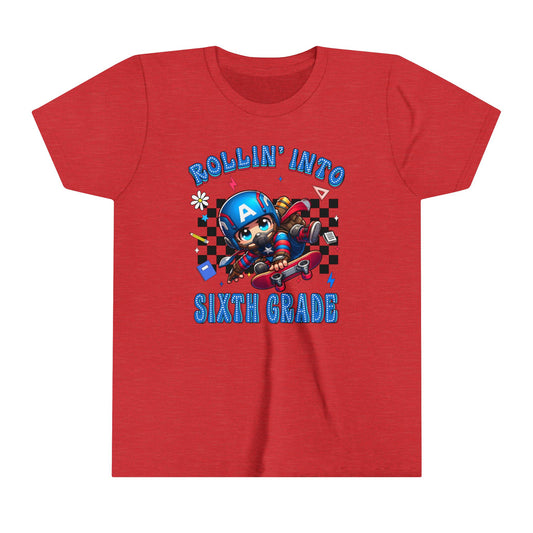 CAPTAIN AMERICA - Rollin' Into 6th Grade Youth Short Sleeve Tee