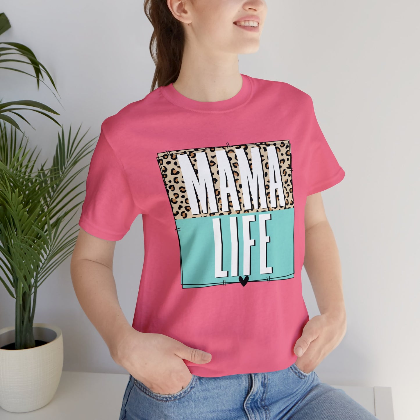 Mama life Leopard print short sleeve tshirt