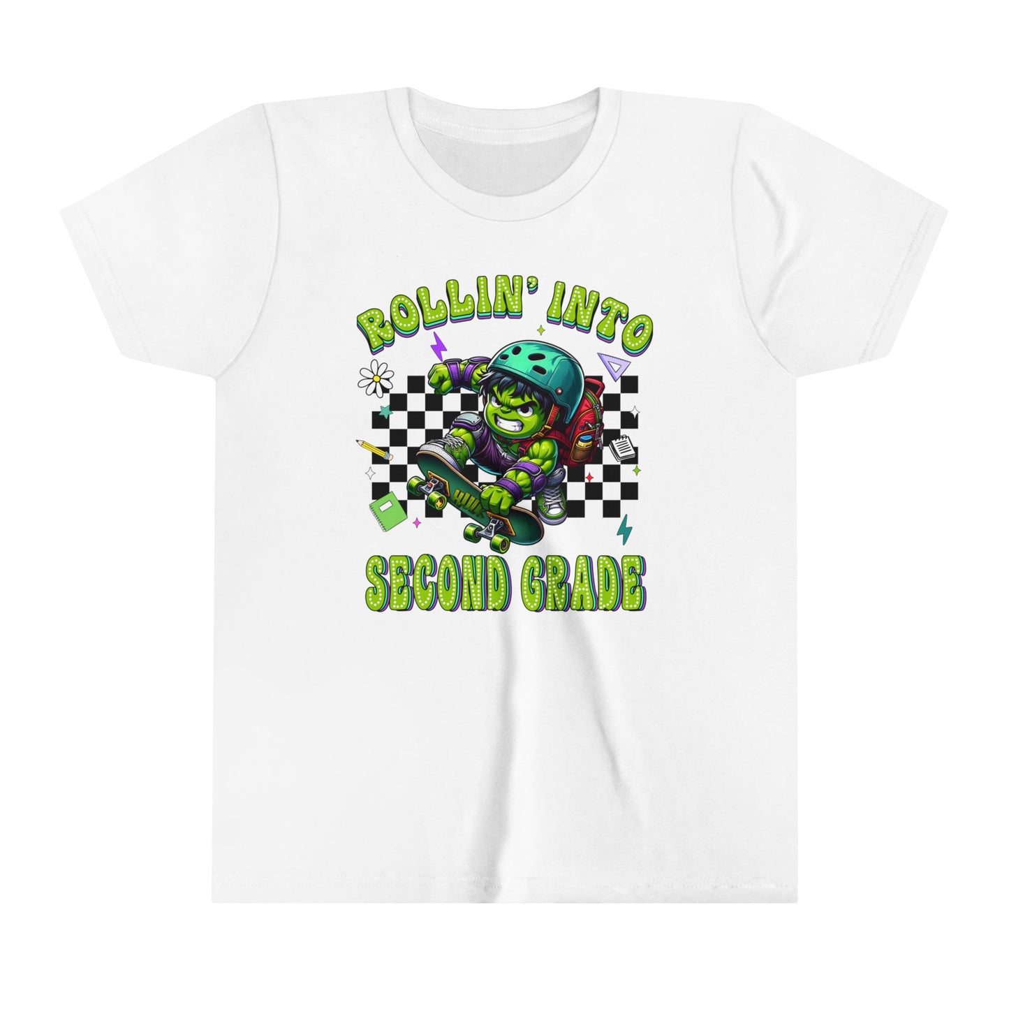 HULK - Rollin' Into 2nd Grade Youth Short Sleeve Tee