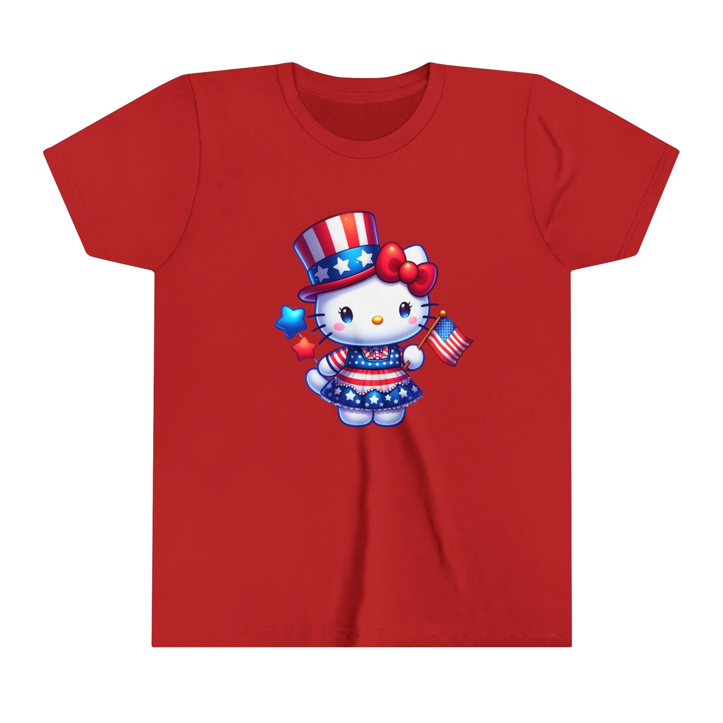 American Flag Hello Kitty Youth Short Sleeve Tee