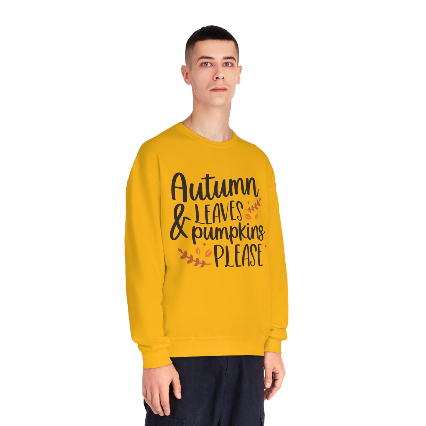 Autumn Leaves & Pumpkins Please Crewneck Sweatshirt