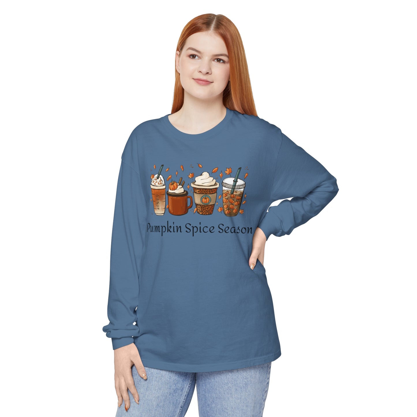 Pumpkin Spice Season Garment-dyed Long Sleeve T-Shirt
