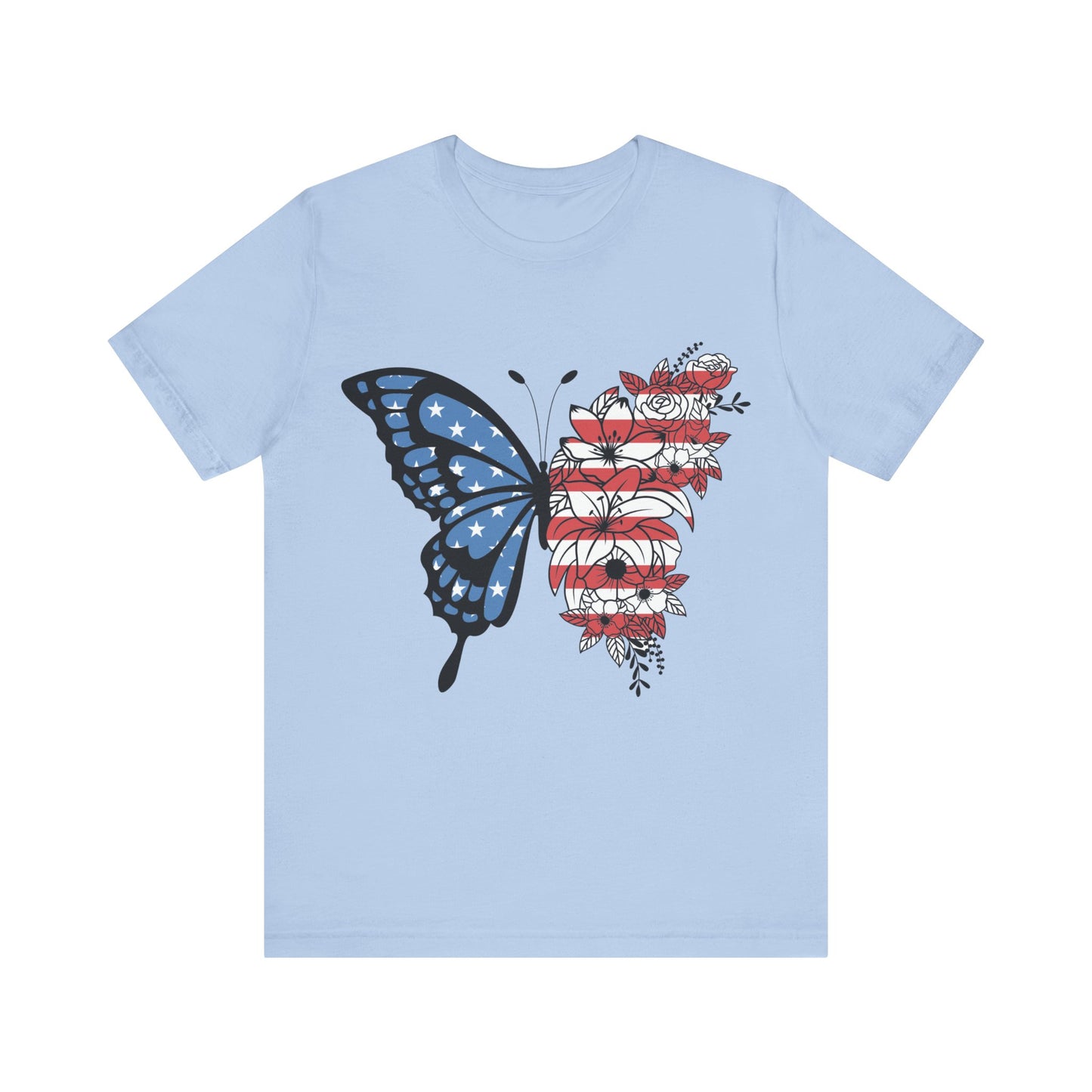 Red, White & Butterfly Jersey Short Sleeve Tee