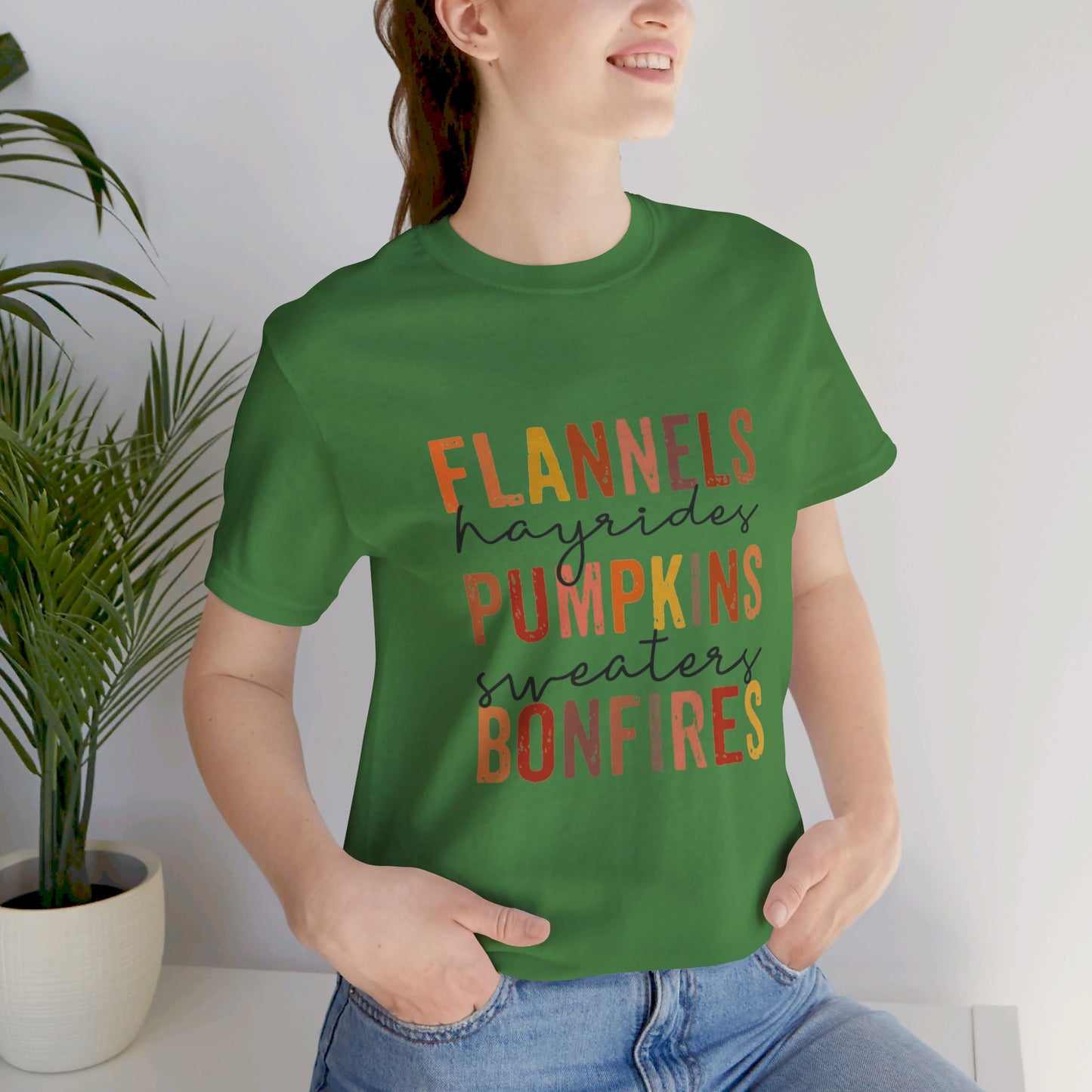 Flannels, Hayrides, Pumpkins, Sweaters, Bonfires Jersey Short Sleeve Tee