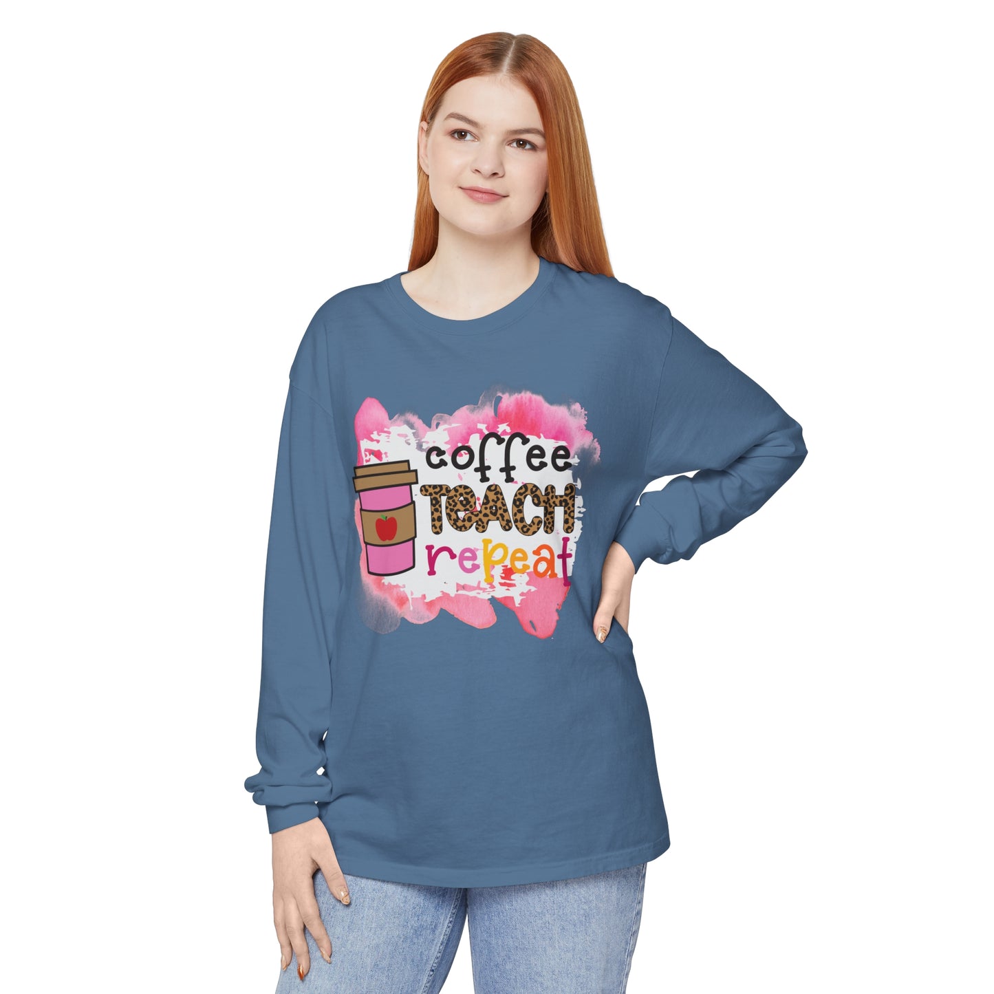 Coffee Teach Repeat Long Sleeve T-Shirt