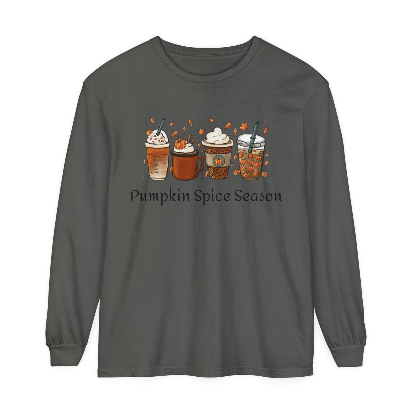 Pumpkin Spice Season Garment-dyed Long Sleeve T-Shirt