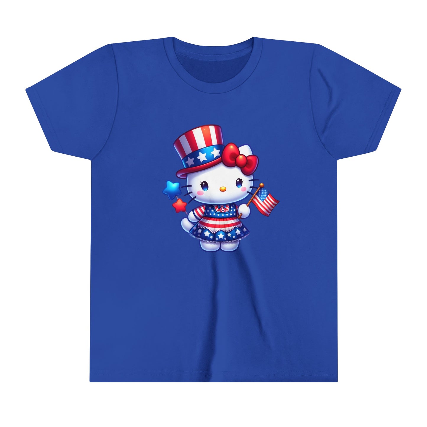 American Flag Hello Kitty Youth Short Sleeve Tee