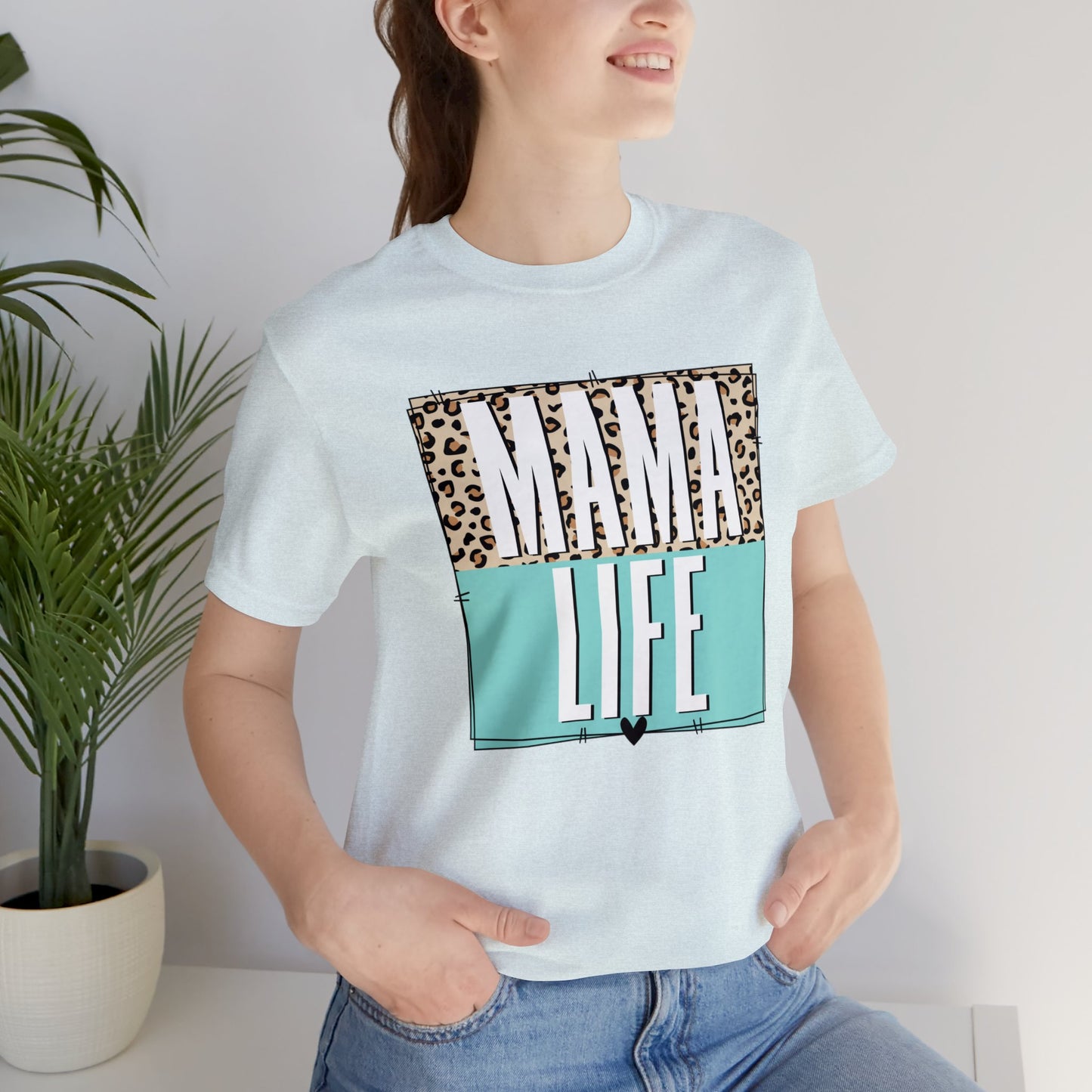 Mama life Leopard print short sleeve tshirt
