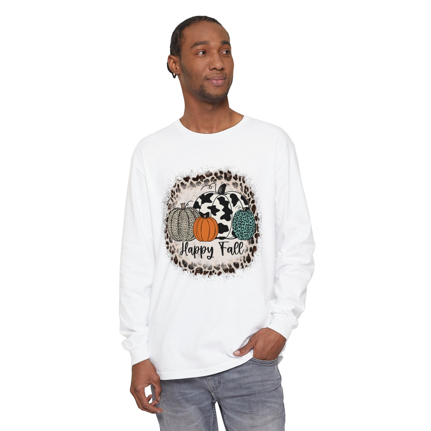Happy Fall Garment-dyed Long Sleeve T-Shirt