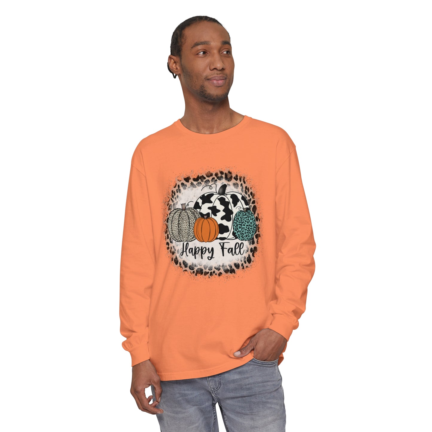 Happy Fall Garment-dyed Long Sleeve T-Shirt