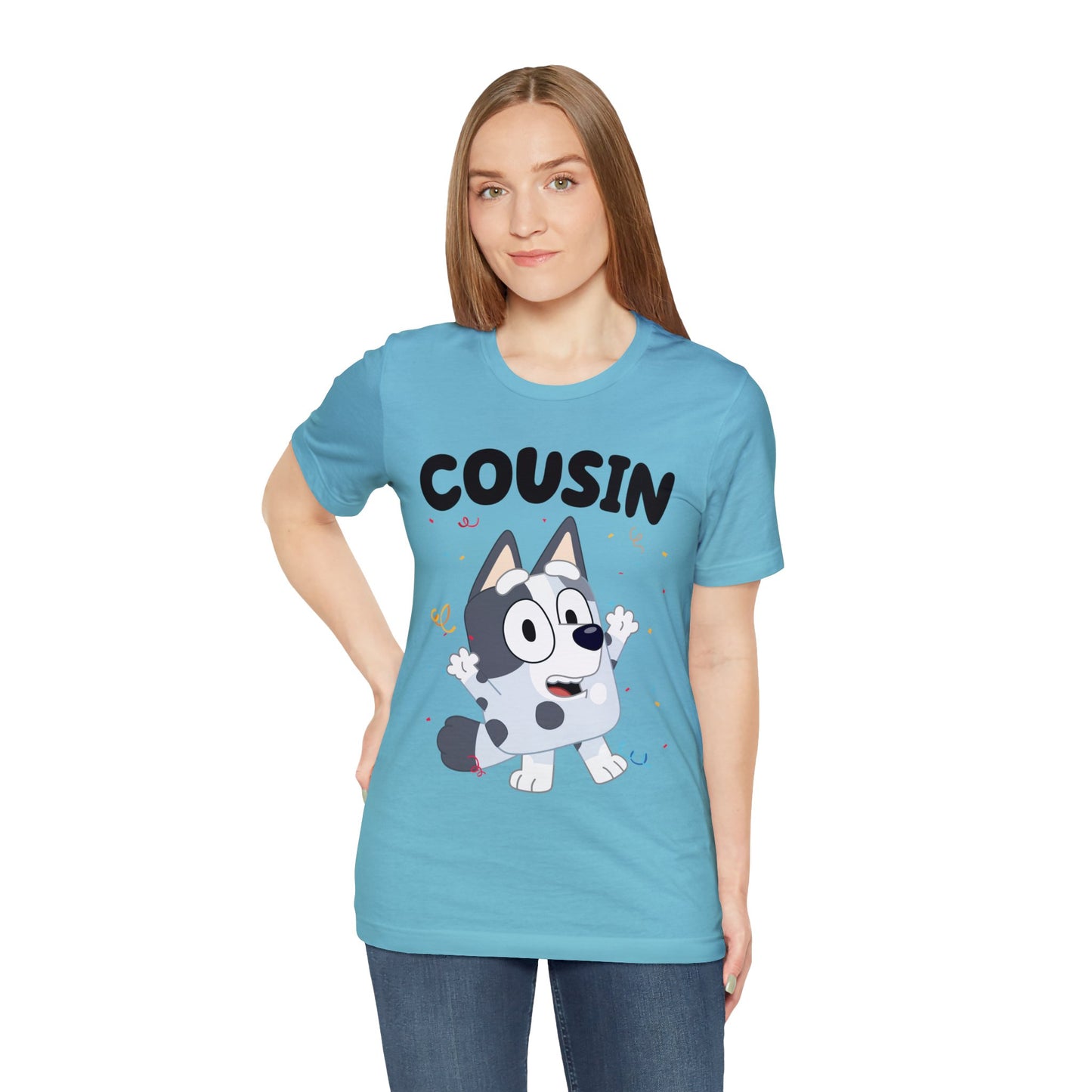 Cousin Muffin Bluey Birthday short sleeve Tshirt