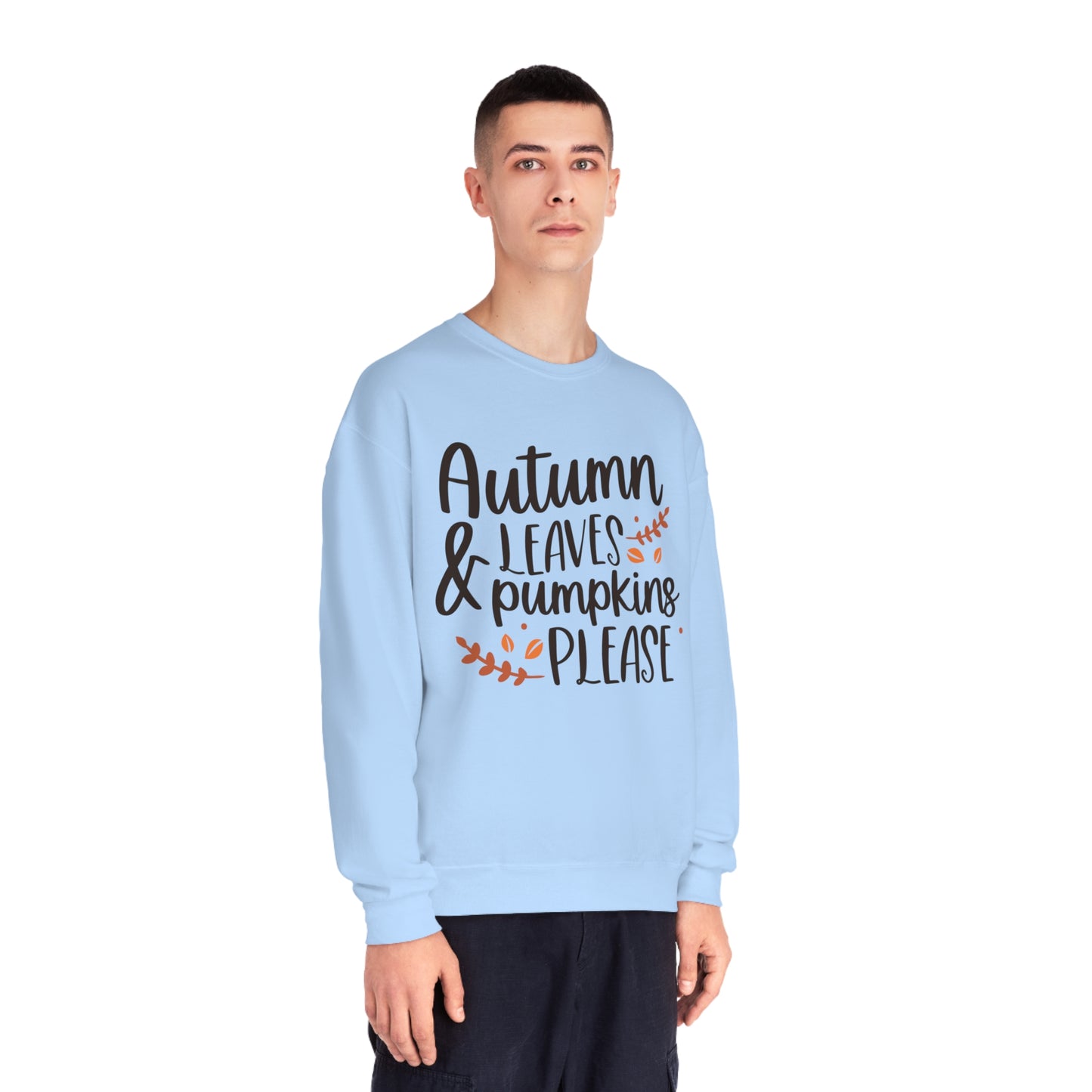 Autumn Leaves & Pumpkins Please Crewneck Sweatshirt