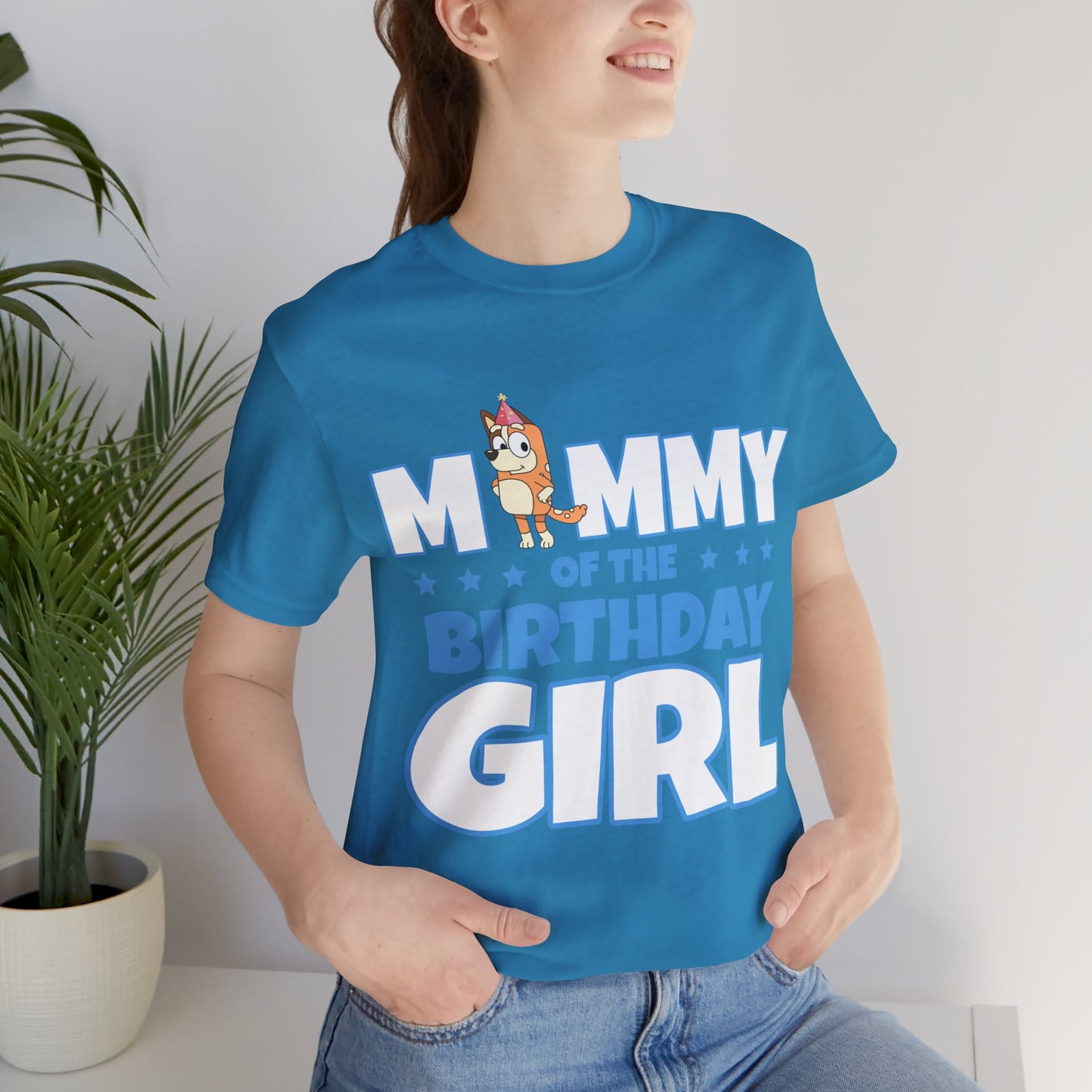 Mommy of the Birthday Girl Chilli Heeler short sleeve T-shirt