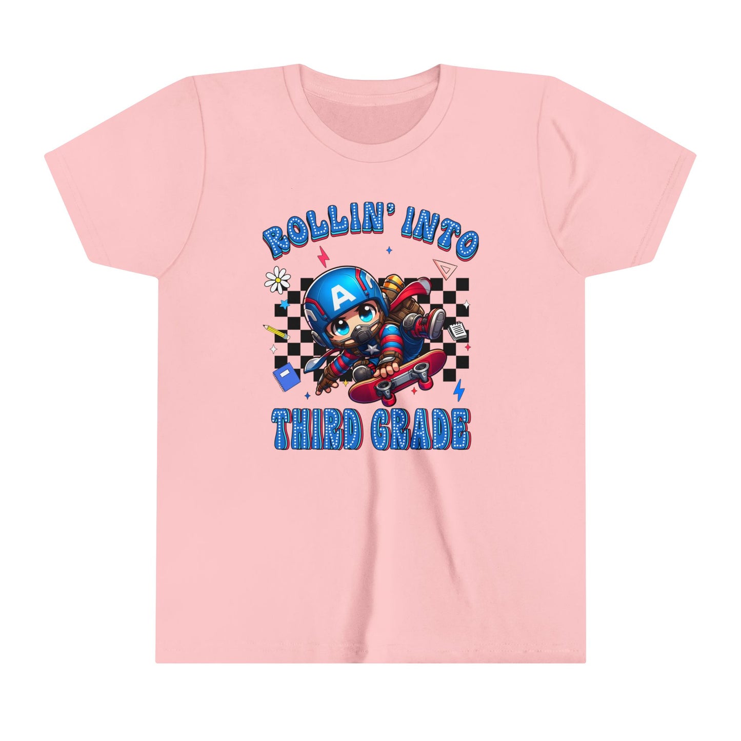 CAPTAIN AMERICA - Rollin' Into 3rd Grade Youth Short Sleeve Tee