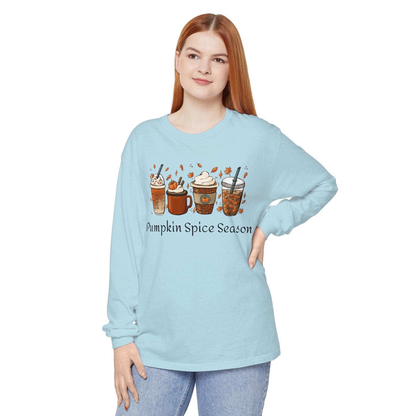 Pumpkin Spice Season Garment-dyed Long Sleeve T-Shirt