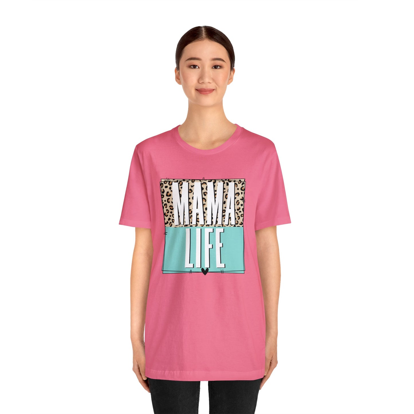 Mama life Leopard print short sleeve tshirt