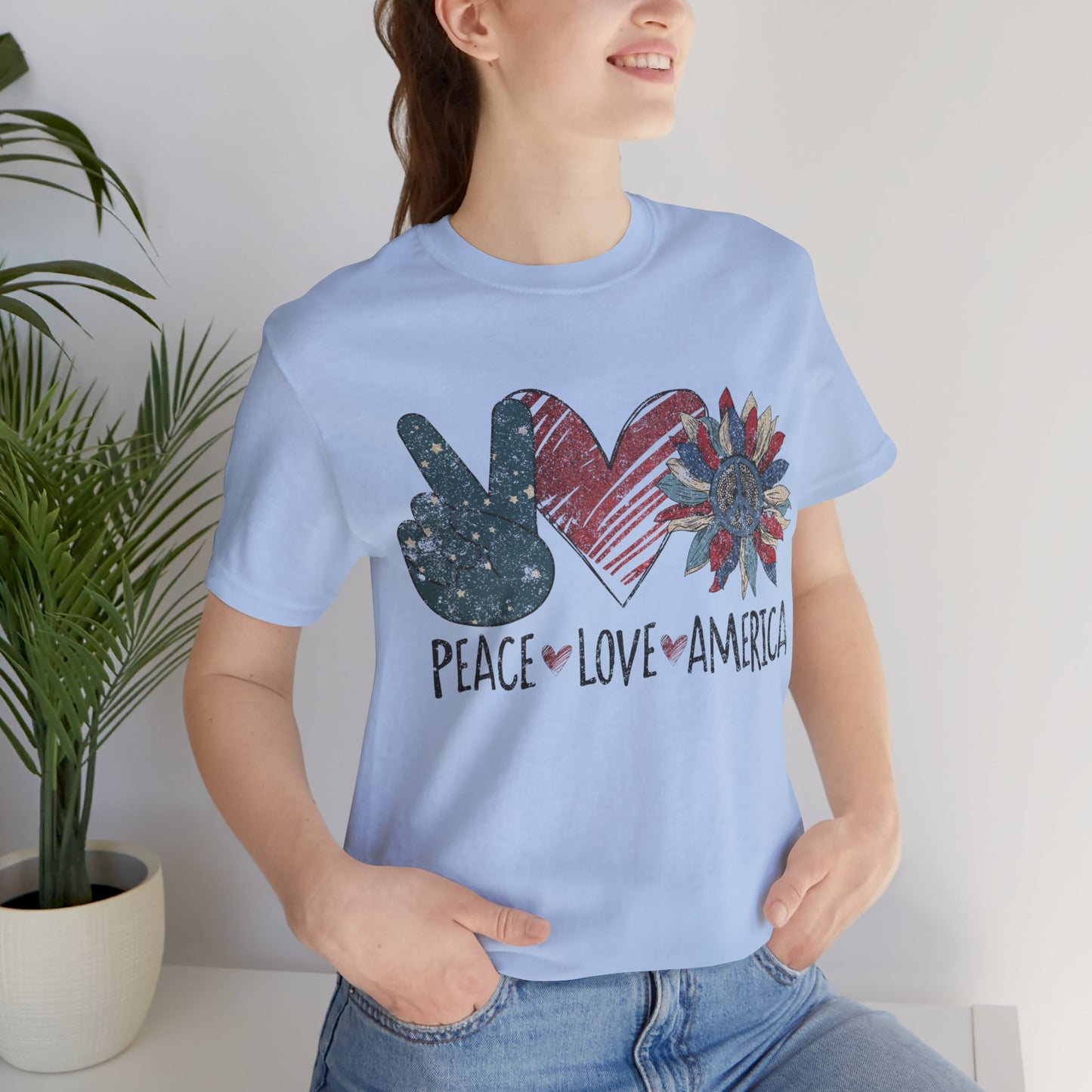 Peace Love America Jersey Short Sleeve Tee