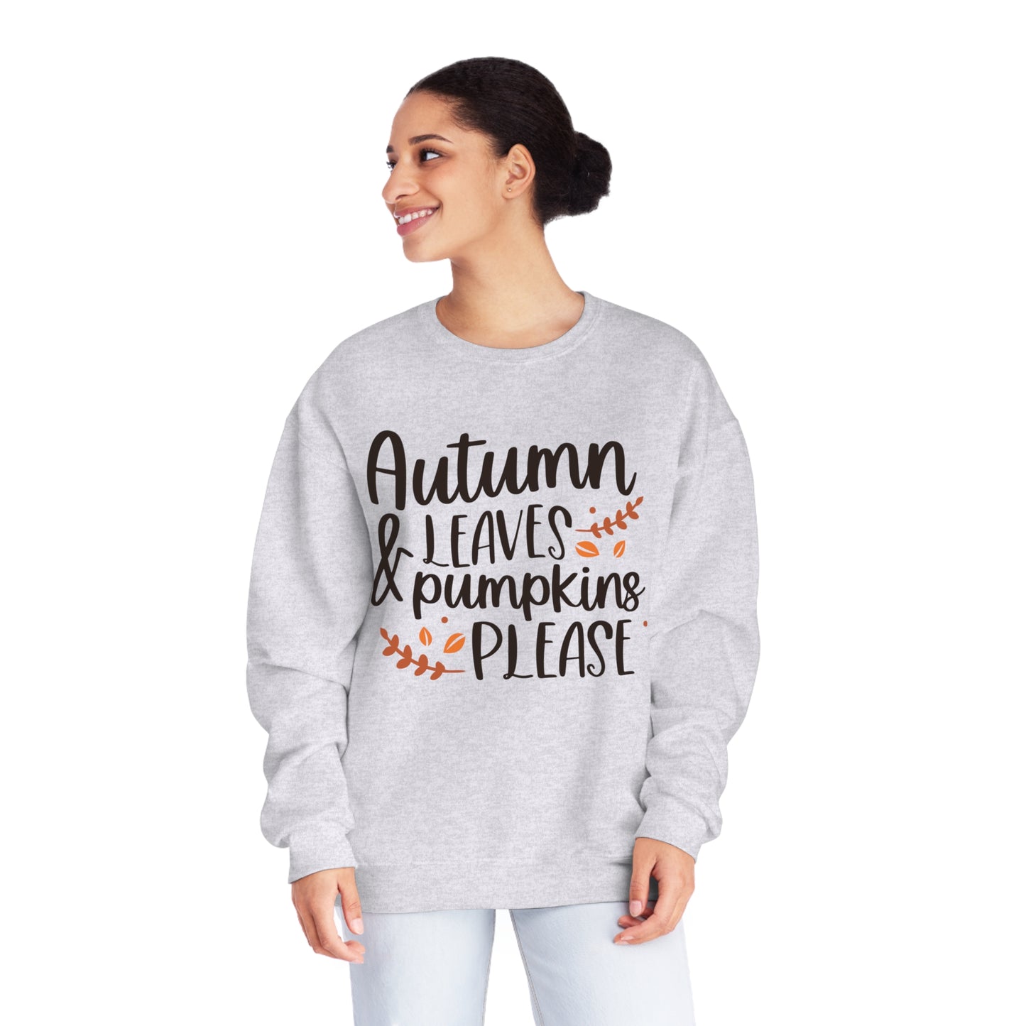 Autumn Leaves & Pumpkins Please Crewneck Sweatshirt