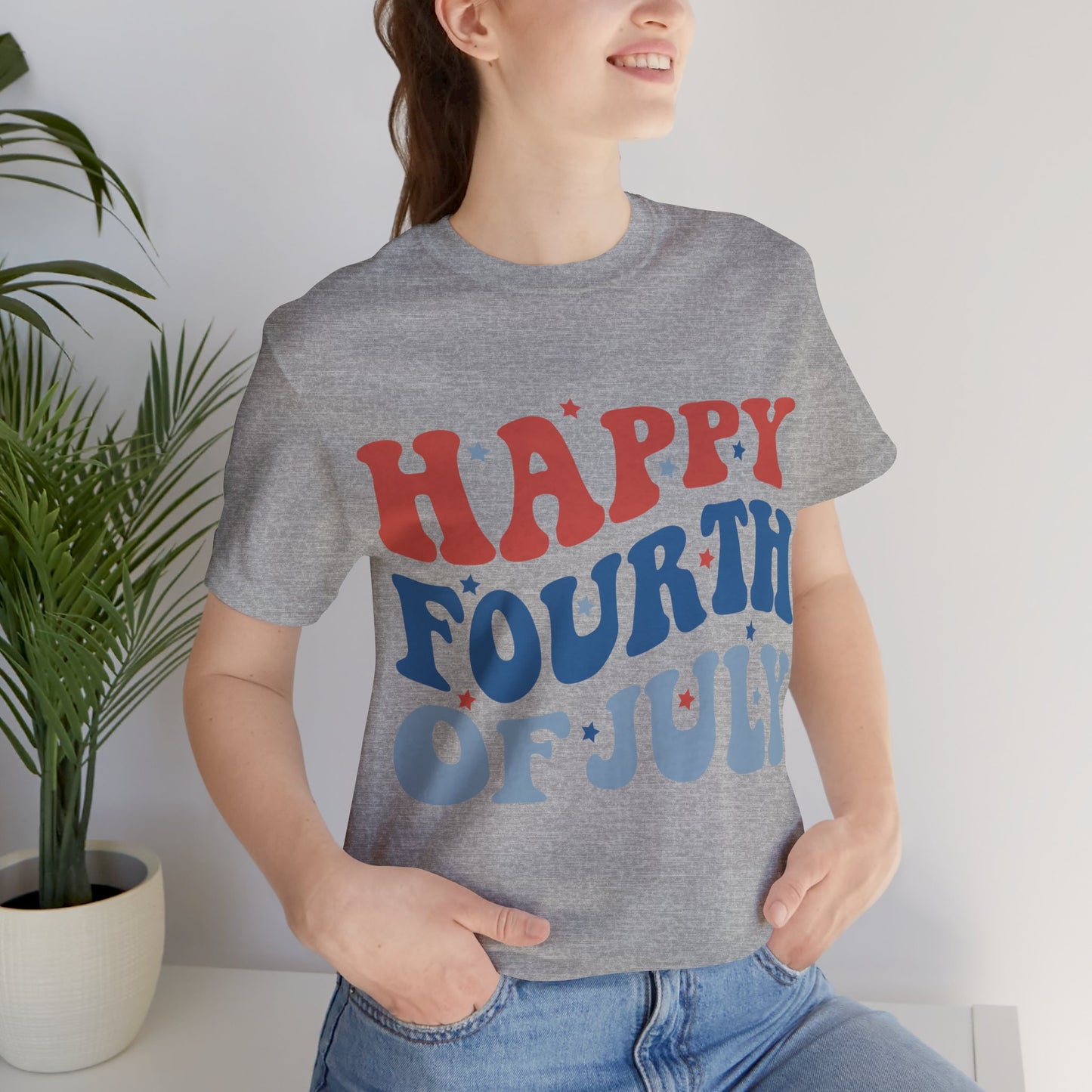 HAPPY FOURTH OF JULY Jersey Short Sleeve Tee