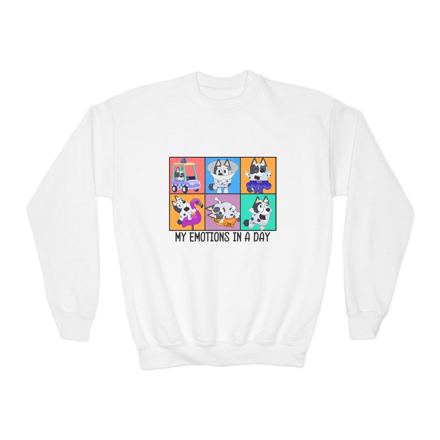My emotions in a day Youth Crewneck Sweatshirt
