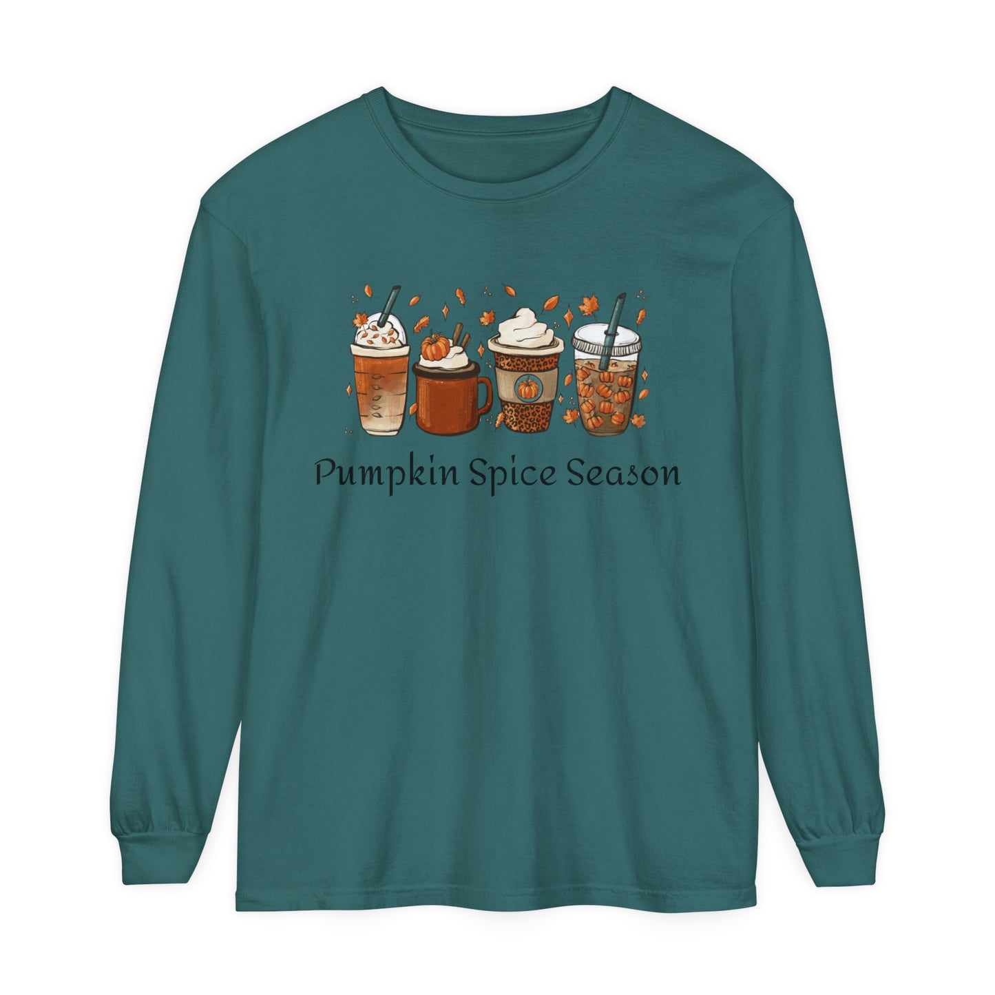 Pumpkin Spice Season Garment-dyed Long Sleeve T-Shirt