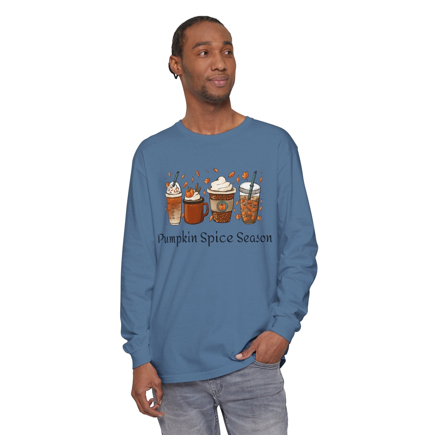 Pumpkin Spice Season Garment-dyed Long Sleeve T-Shirt