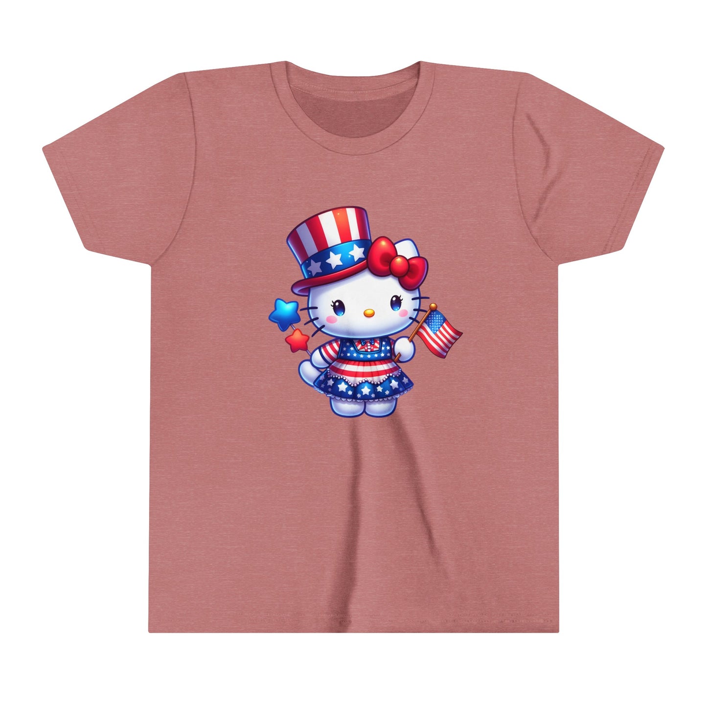 American Flag Hello Kitty Youth Short Sleeve Tee