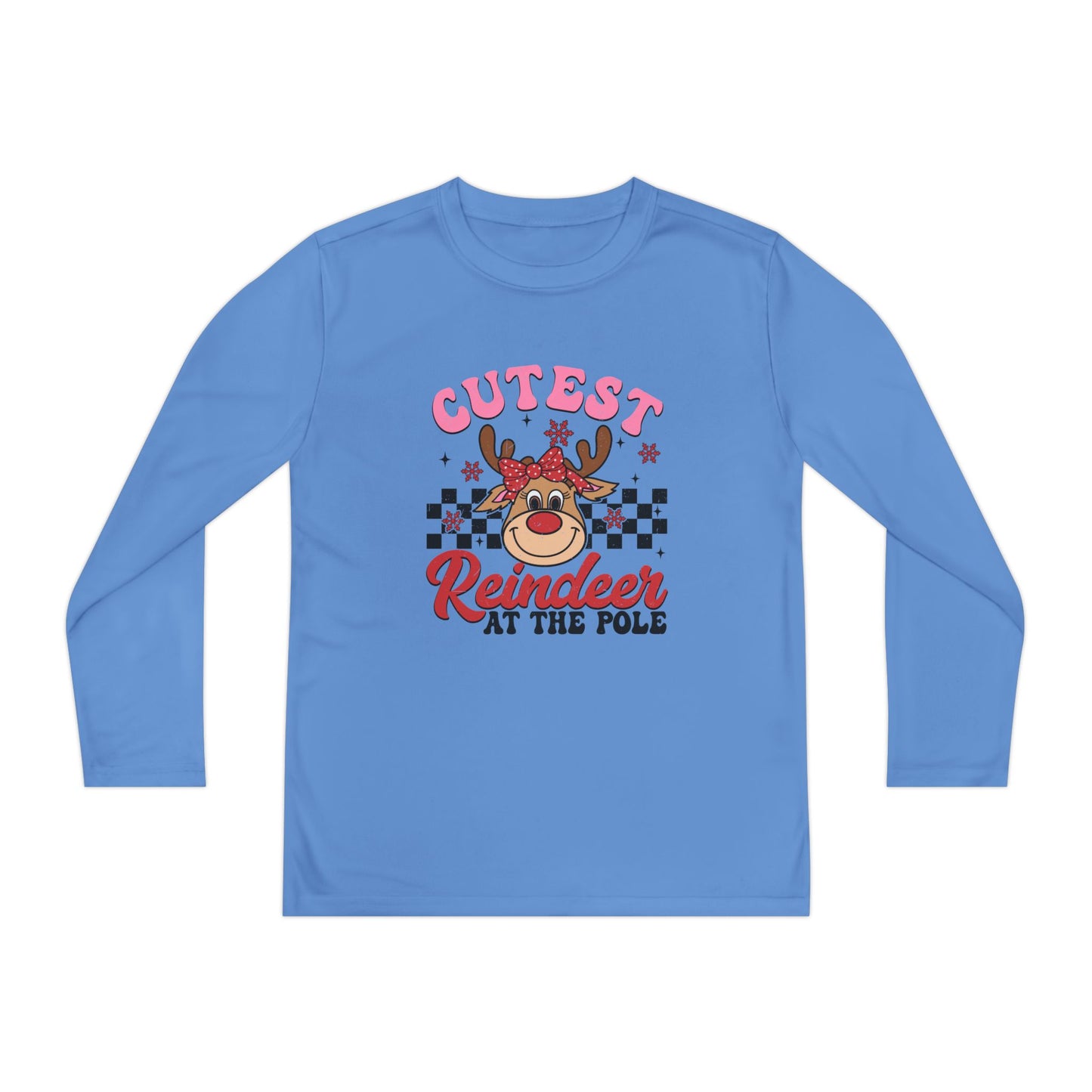 Cutest Reindeer at the Pole Youth Long Sleeve Competitor Tee