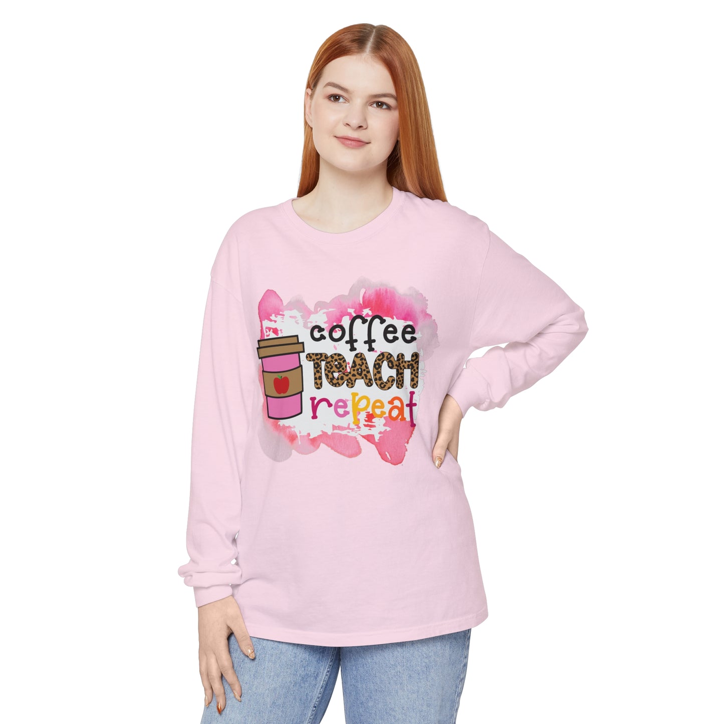 Coffee Teach Repeat Long Sleeve T-Shirt