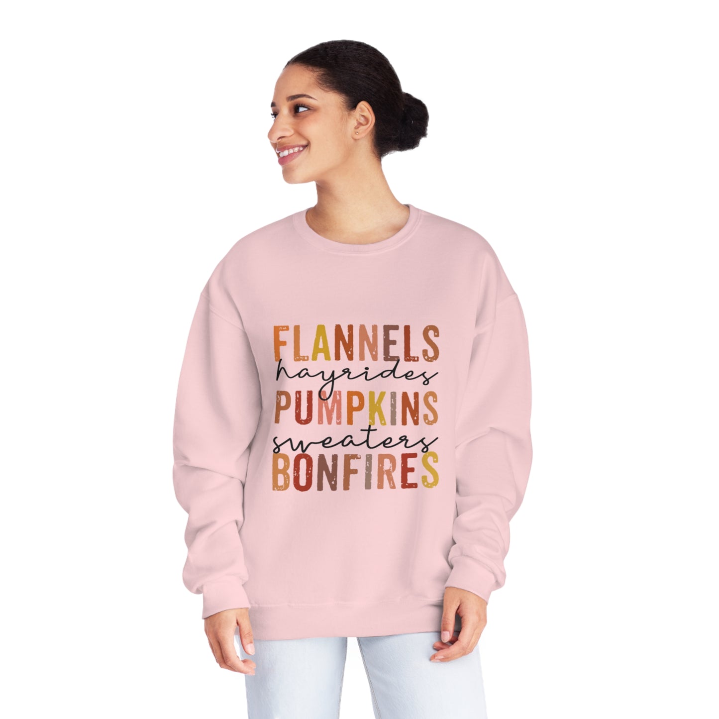 Flannels, Hayrides, Pumpkins, Sweaters, Bonfires Crewneck Sweatshirt