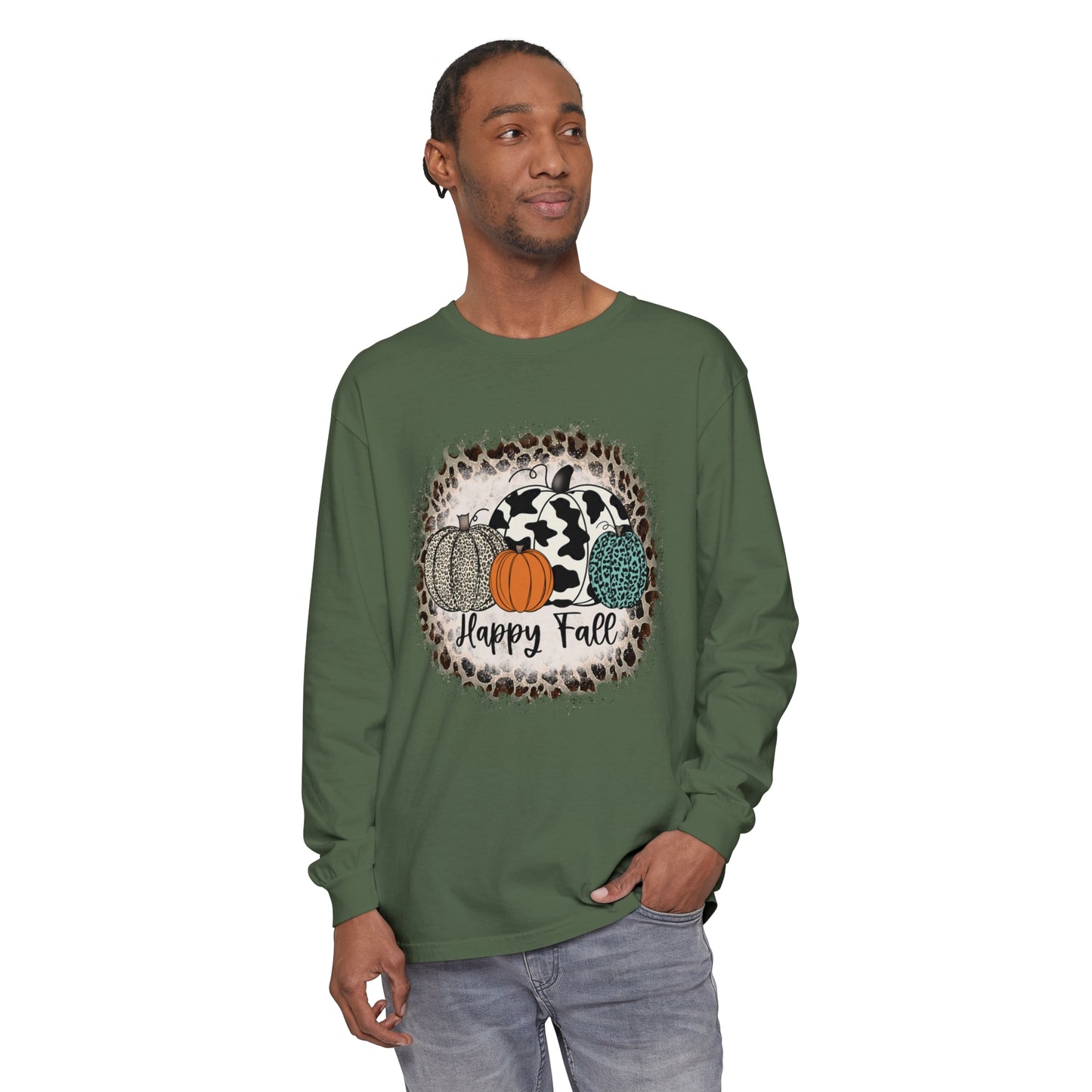 Happy Fall Garment-dyed Long Sleeve T-Shirt