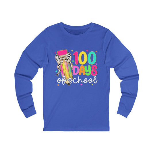 100 days of school Jersey Long Sleeve Tee
