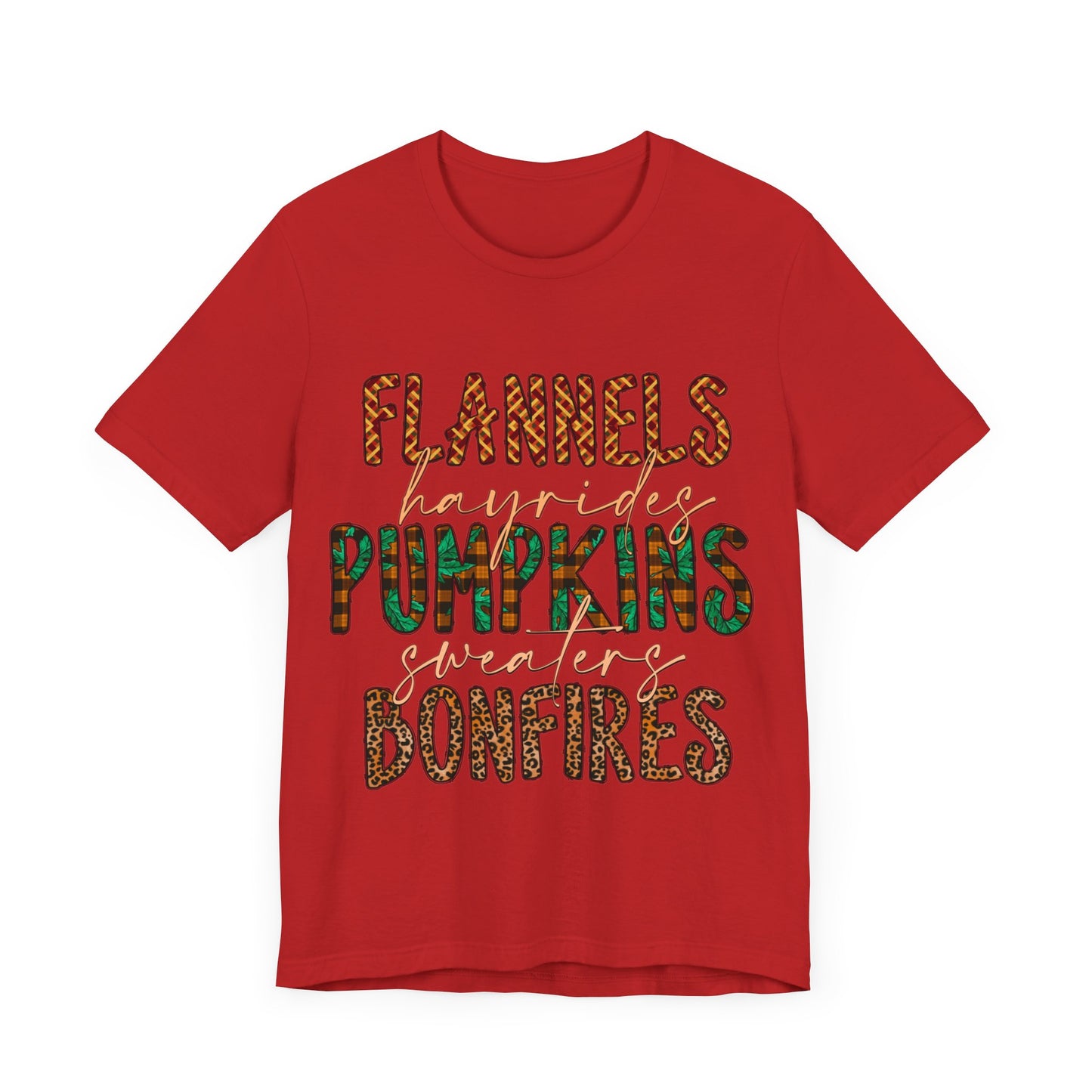Flannels, Hayrides, Pumpkins, Sweaters, Bonfires Jersey Short Sleeve Tee