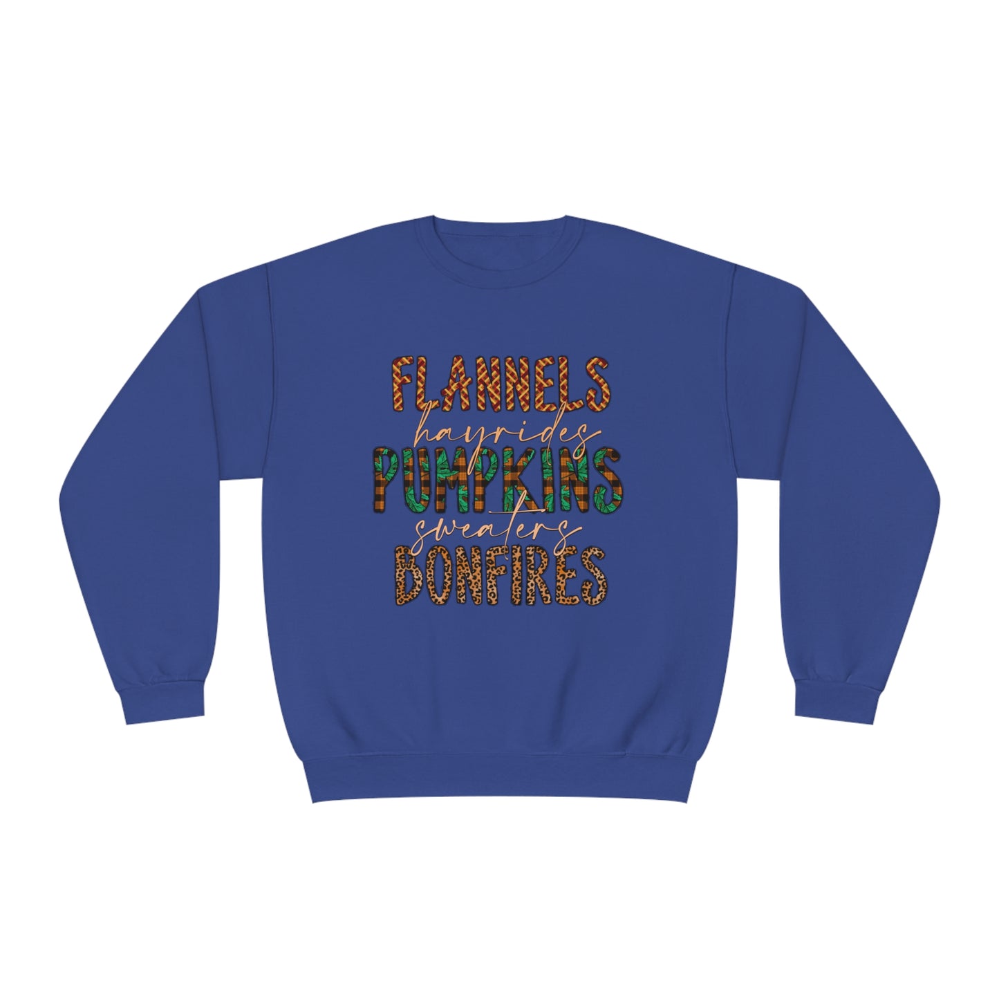 Flannels, Hayrides, Pumpkins, Sweaters, Bonfires Crewneck Sweatshirt