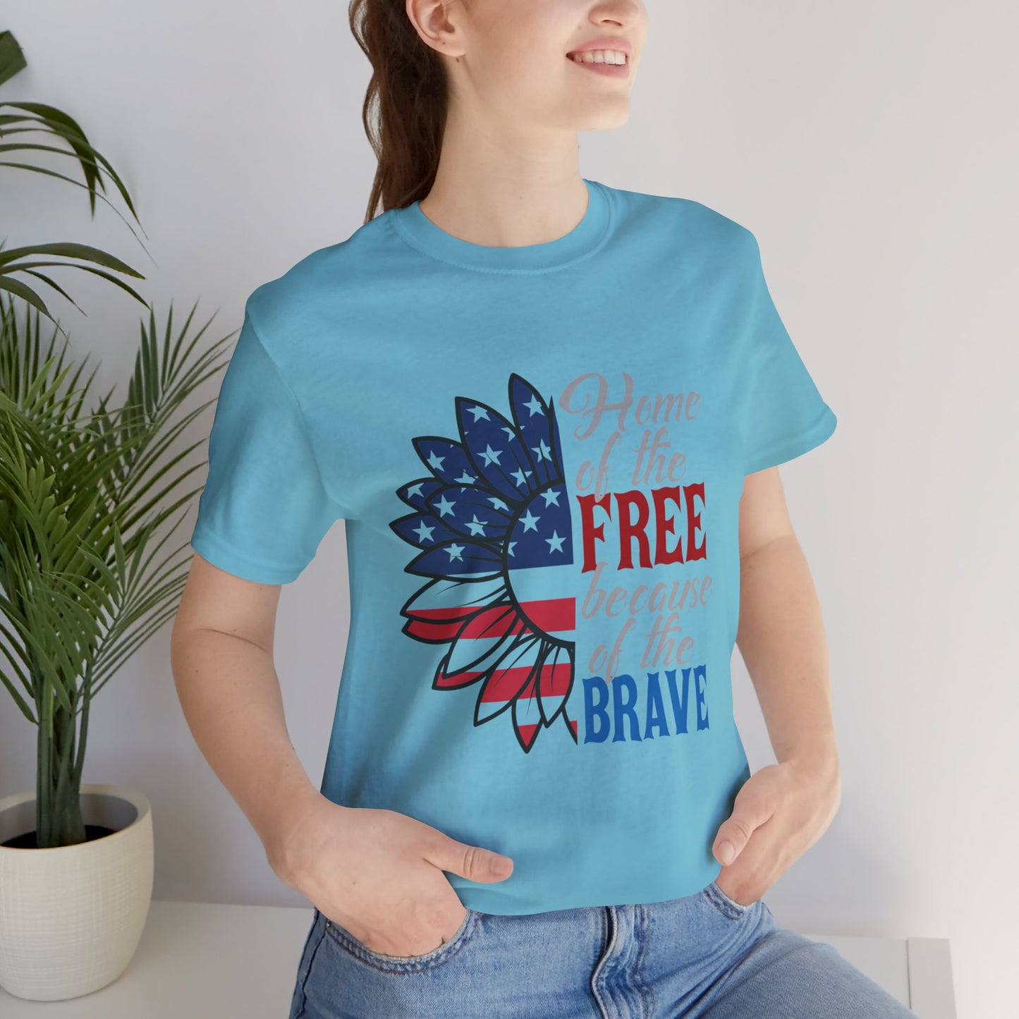 Home of the Free Because of the Brave Jersey Short Sleeve Tee