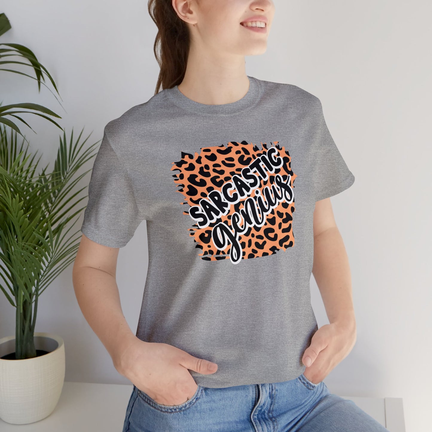 Sarcastic Genius leopard print short sleeve Tshirt