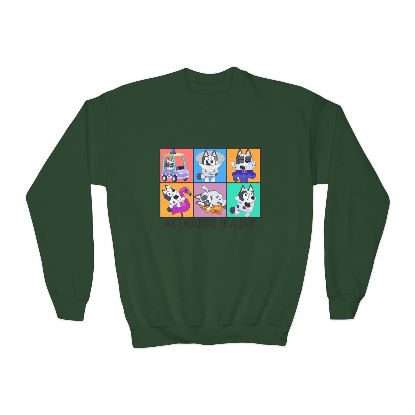 My emotions in a day Youth Crewneck Sweatshirt