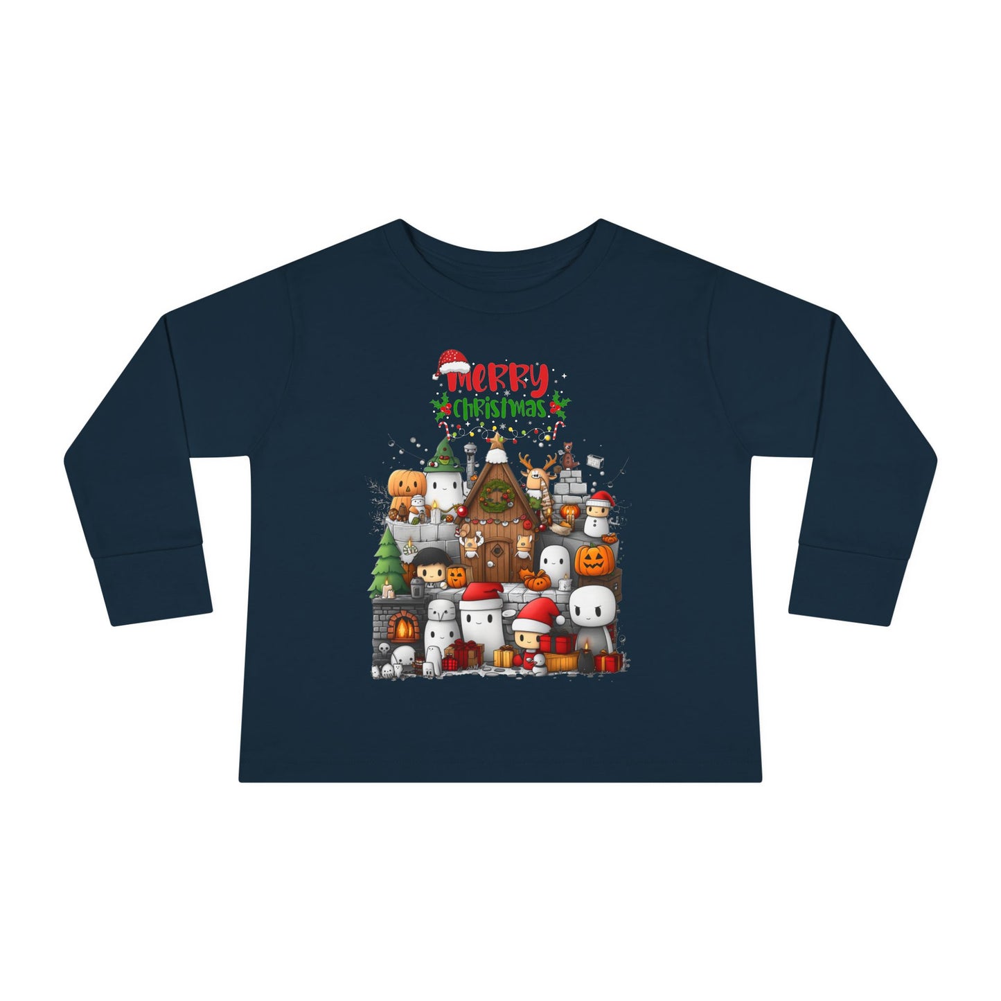 Merry Mine-craft Christmas Toddler Long Sleeve Tee