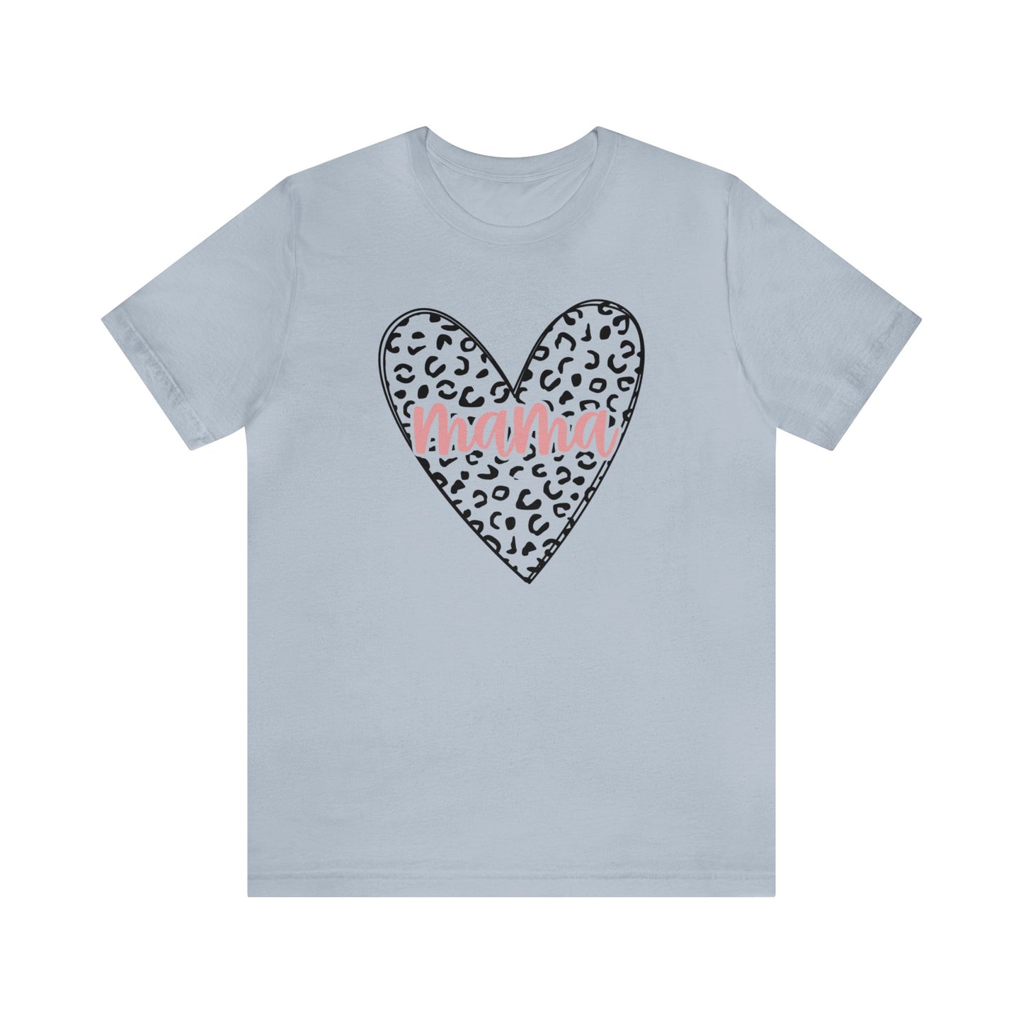 Mama Leopard print heart short sleeve tshirt