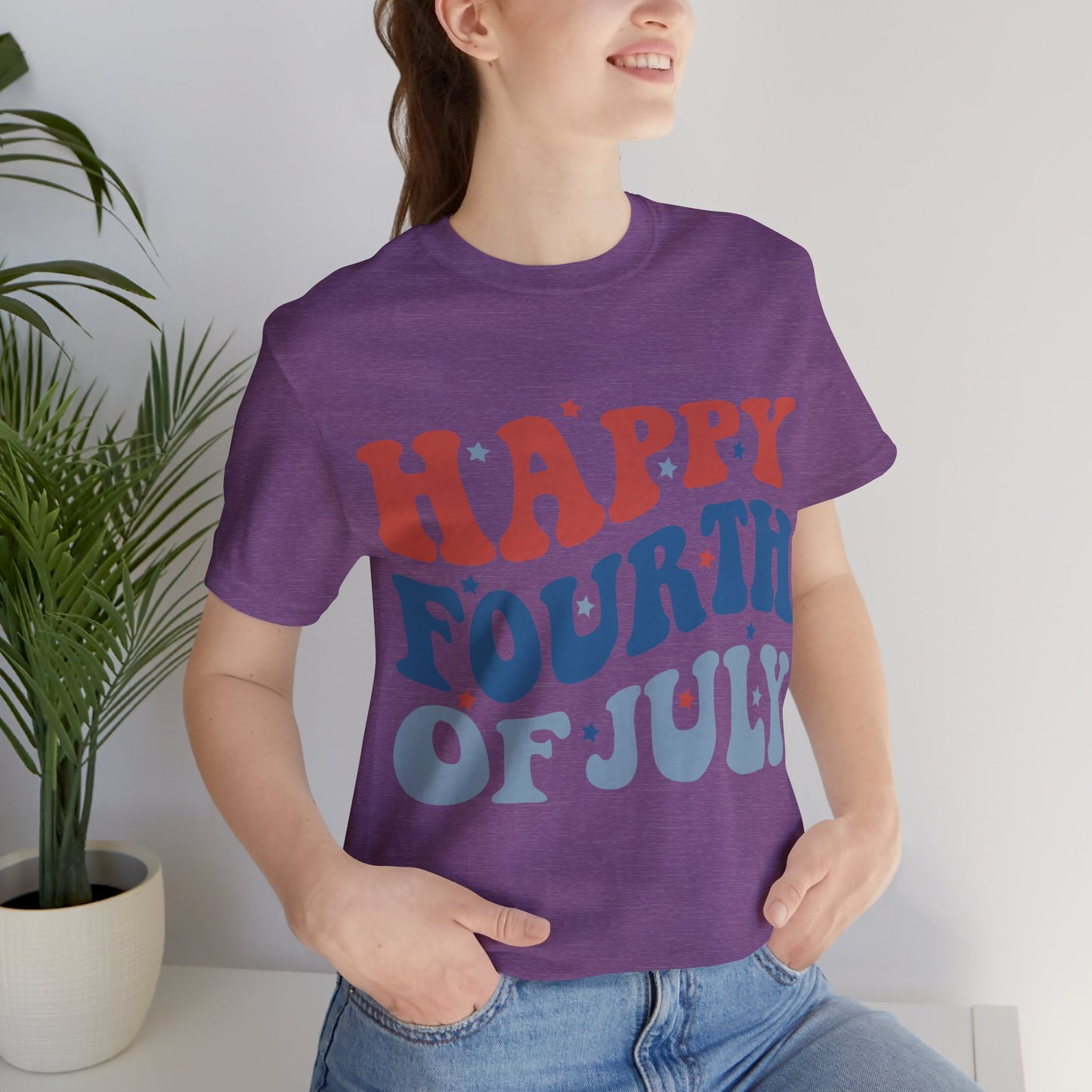 HAPPY FOURTH OF JULY Jersey Short Sleeve Tee
