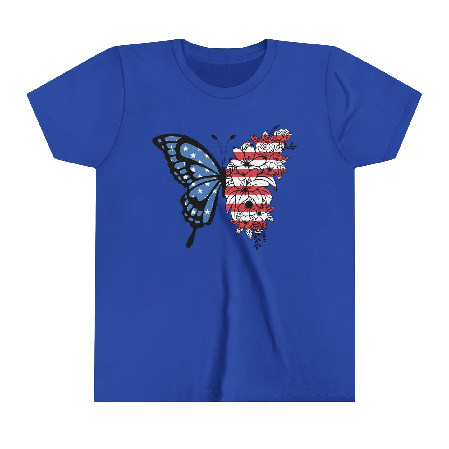 Butterfly American Flag Youth Short Sleeve Tee