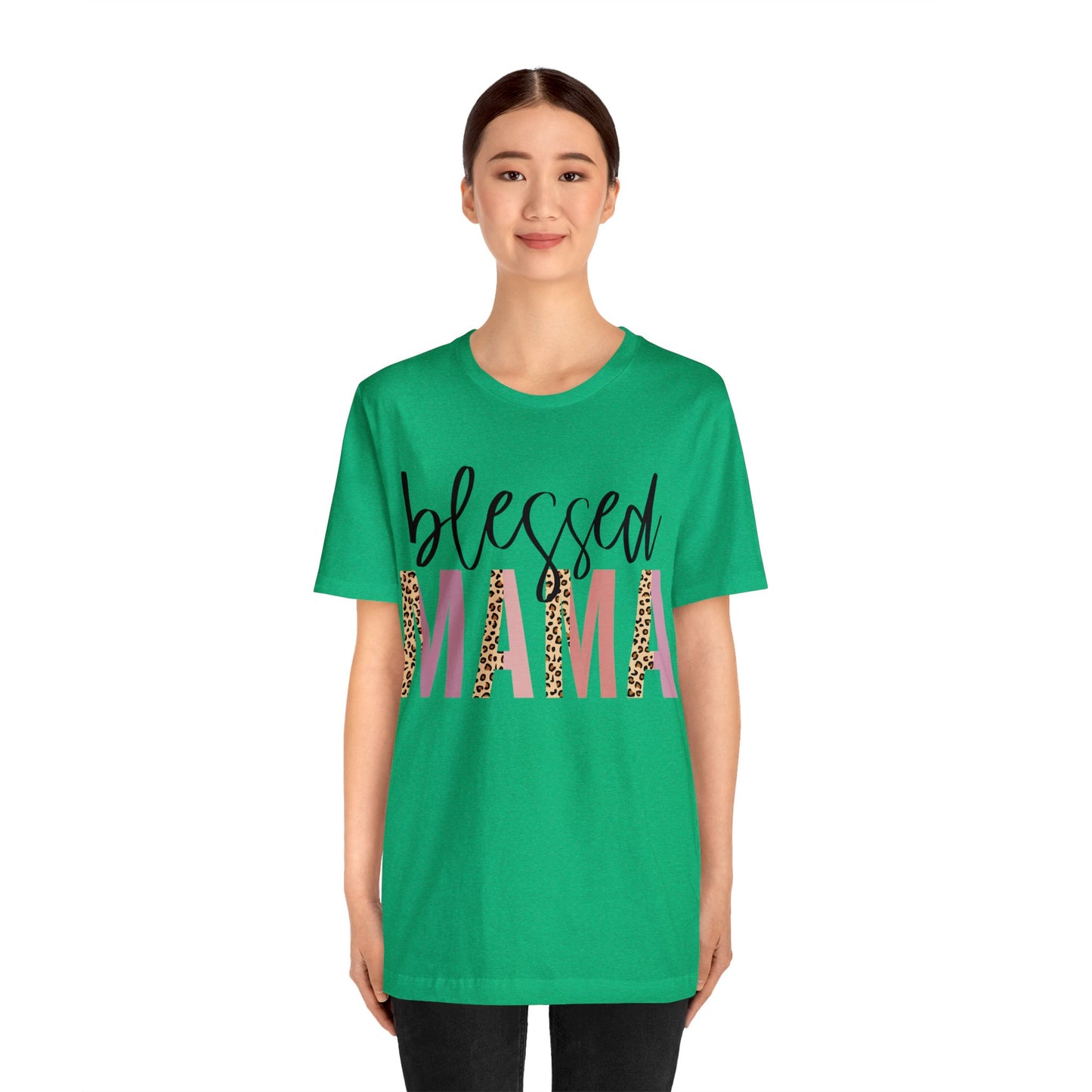 Blessed Mama Leopard print short sleeve tshirt