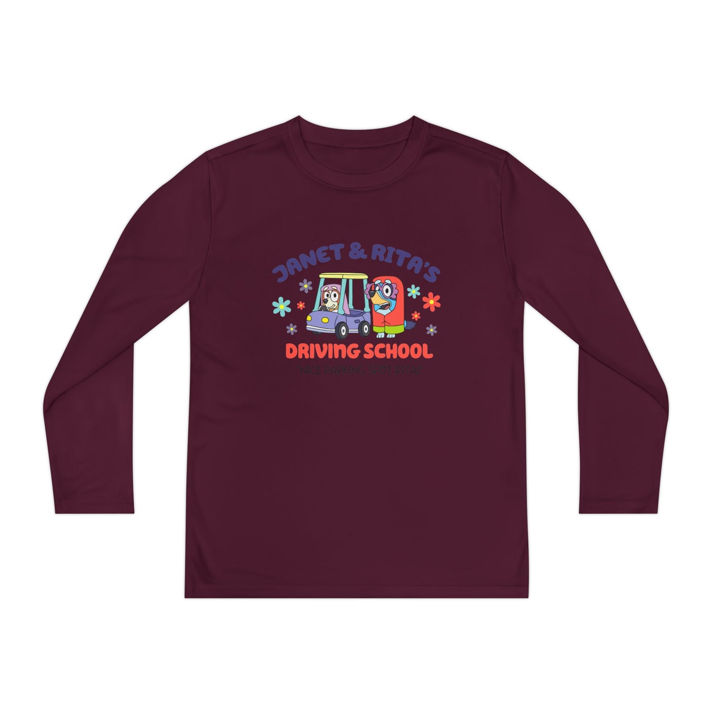 Janet & Rita's driving school Youth Long Sleeve Competitor Tee