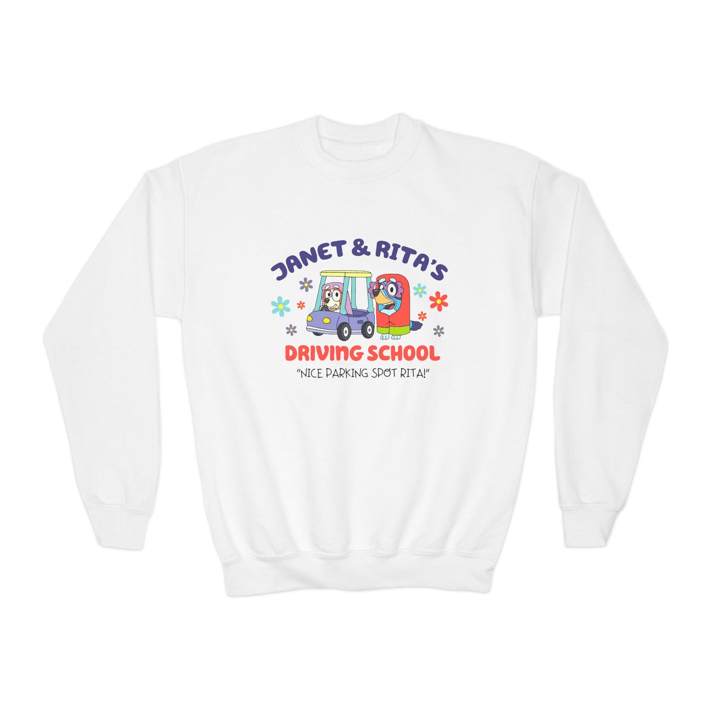 Janet and Rita's Driving School Youth Crewneck Sweatshirt