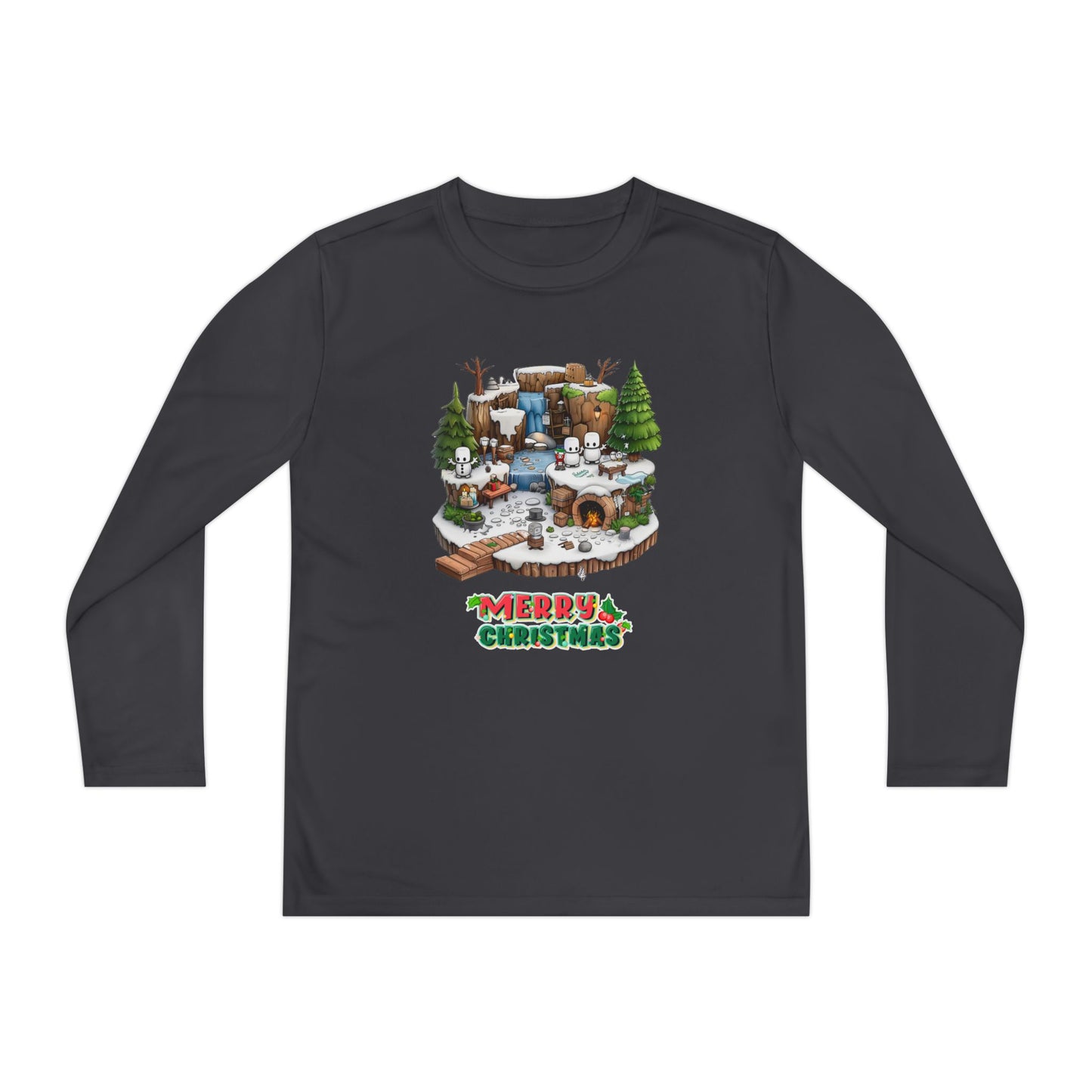 Merry Christmas Mine-craft Youth Long Sleeve Competitor Tee