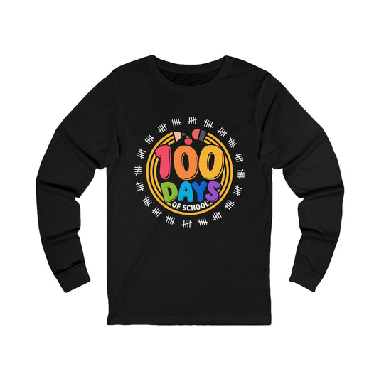 100 days of school Jersey Long Sleeve Tee