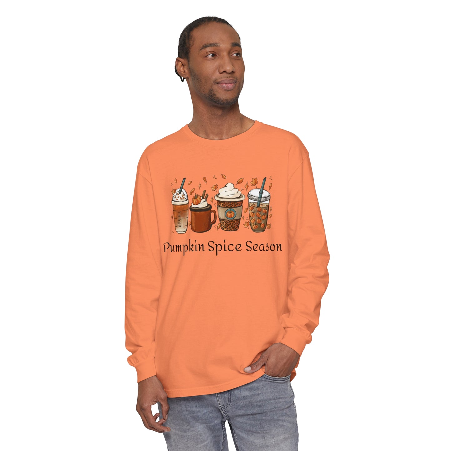 Pumpkin Spice Season Garment-dyed Long Sleeve T-Shirt