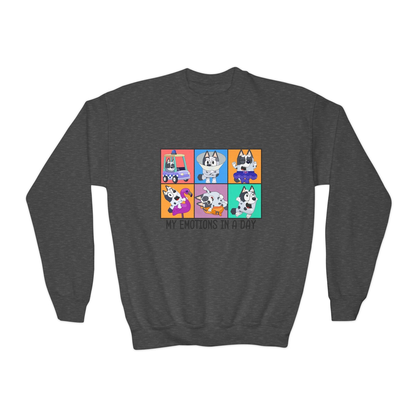 My emotions in a day Youth Crewneck Sweatshirt