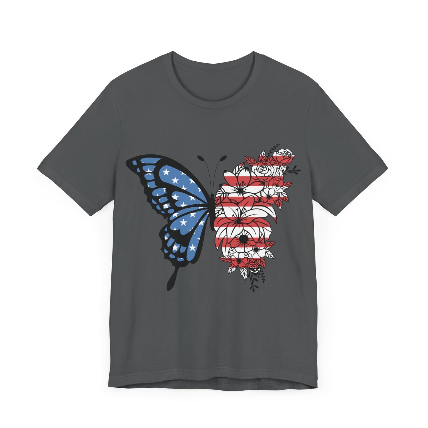 Red, White & Butterfly Jersey Short Sleeve Tee